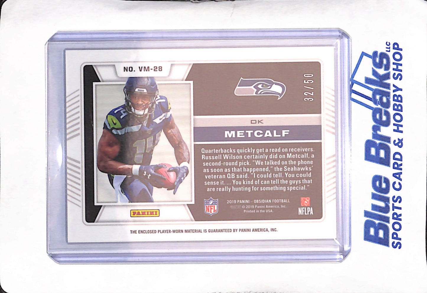 2019 Panini Obsidian - DK Metcalf - Volcanic Materials - 32/50 - Seattle Seahawks - Football - #VM-28