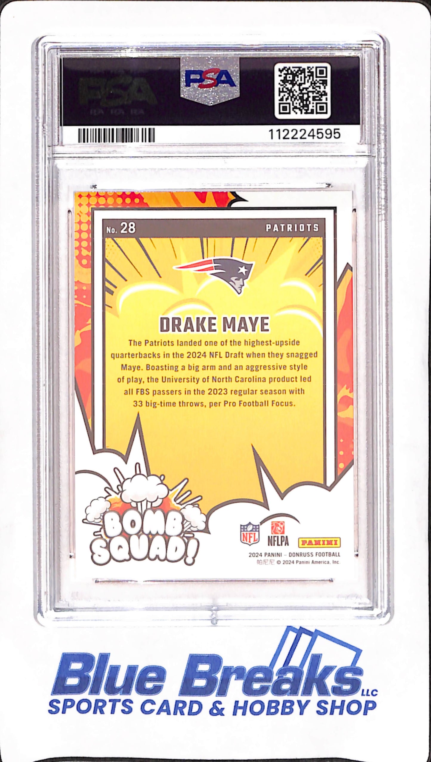 2024 Panini Donruss - Drake Maye - Bomb Squad - New England Patriots - Football - PSA NM-MT 8 - #28