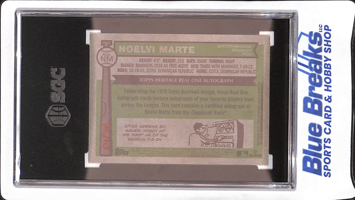 2025 Topps Heritage - Noelvi Marte - Autograph - Red Ink - 64/76 - Cincinnati Reds - Baseball - SGC 10/9 - #ROA-NM