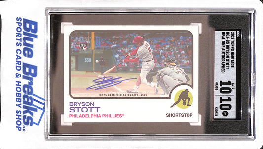 2022 Topps Heritage - Bryson Stott - Autograph RC - Philadelphia Phillies - Baseball - SGC 10/10 - #ROA-BS