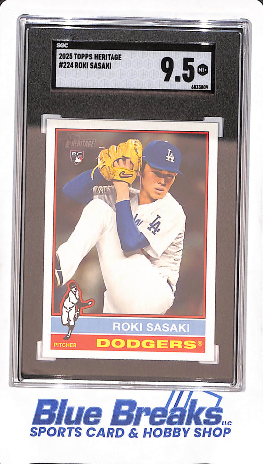 2025 Topps Heritage - Roki Sasaki - RC - Los Angeles Dodgers - Baseball - SGC 9.5 - #224