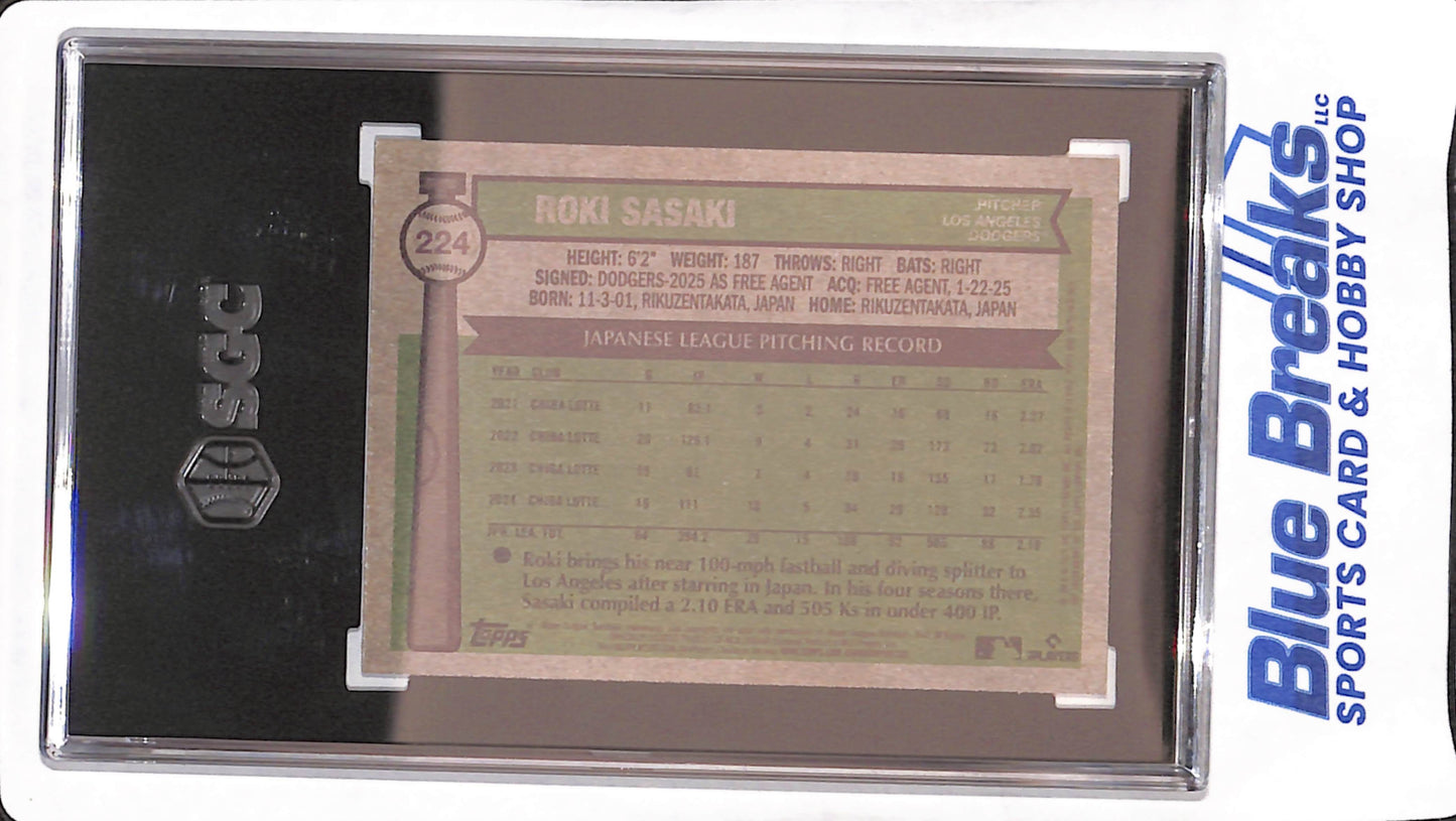 2025 Topps Heritage - Roki Sasaki - RC - Los Angeles Dodgers - Baseball - SGC 9.5 - #224
