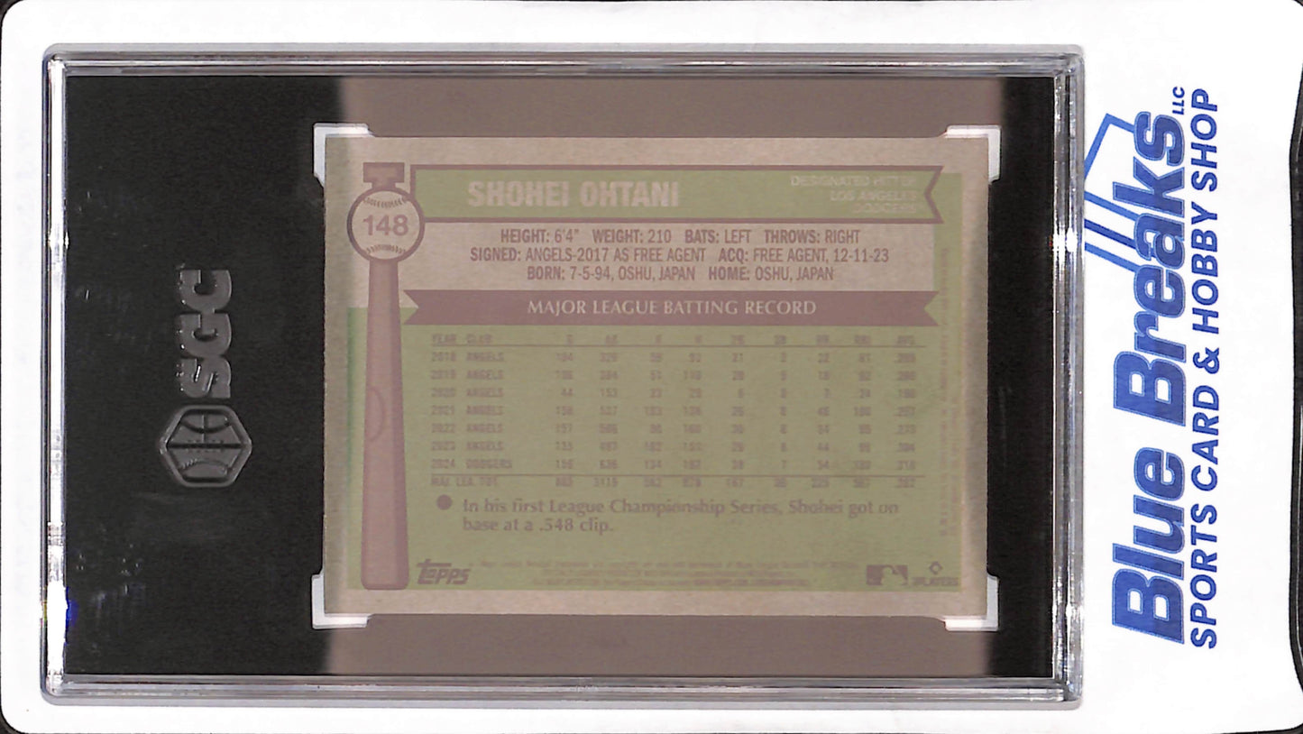 2025 Topps Heritage - Shohei Ohtani - Green Chrome Refractor - 22/99 - Los Angeles Dodgers - Baseball - SGC 9 - #148