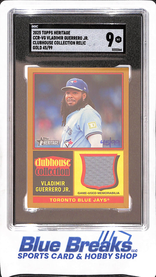 2025 Topps Heritage - Vladimir Guerrero Jr - Gold Clubhouse Collection Relic - 45/99 - Toronto Blue Jays - Baseball - SGC 9 - #CCR-VG