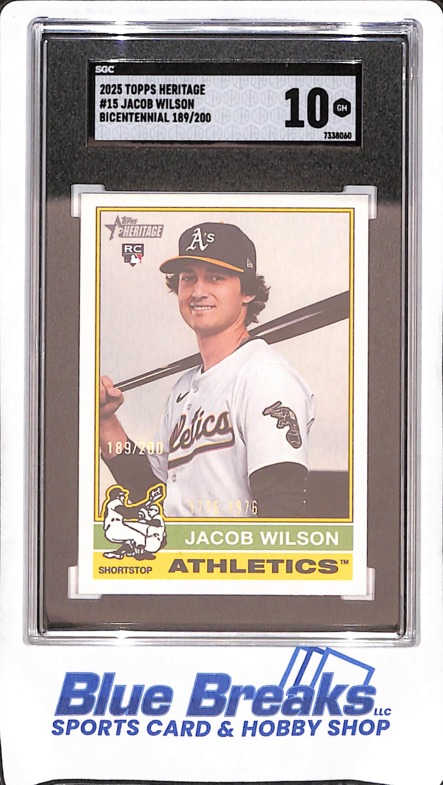 2025 Topps Heritage - Jacob Wilson - Bicentennial RC - 189/200 - Oakland Athletics - Baseball - SGC 10 - #15