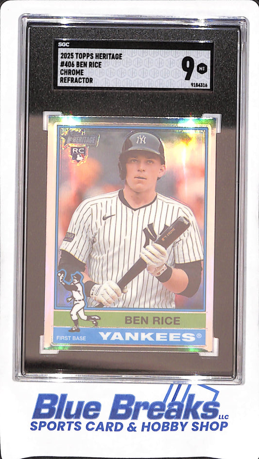 2025 Topps Heritage - Ben Rice - Chrome Refractor RC - New York Yankees - Baseball - SGC 9 - #406