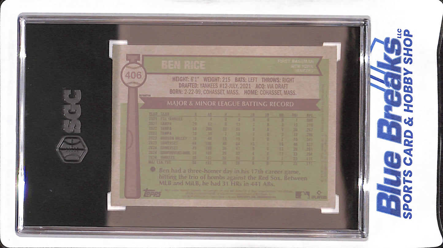 2025 Topps Heritage - Ben Rice - Chrome Refractor RC - New York Yankees - Baseball - SGC 9 - #406
