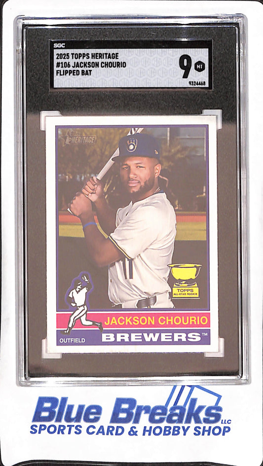 2025 Topps Heritage - Jackson Chourio - Flipped Bat - Milwaukee Brewers - Baseball - SGC 9 - #106