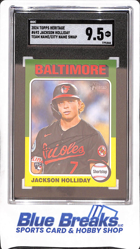 2024 Topps Heritage - Jackson Holliday - Team Nam/City Name Swap RC - Baltimore Orioles - Baseball - SGC 9.5 - #692