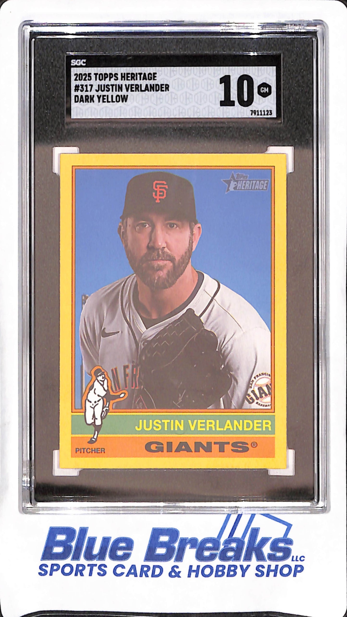 2025 Topps Heritage - Justin Verlander - Dark Yellow - San Francisco Giants - Baseball - SGC 10 - #317