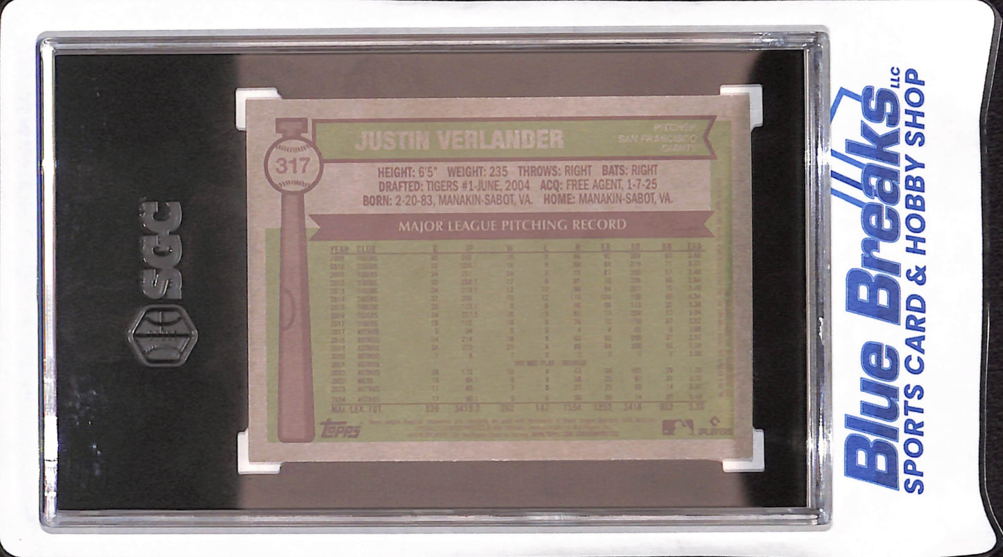 2025 Topps Heritage - Justin Verlander - Dark Yellow - San Francisco Giants - Baseball - SGC 10 - #317
