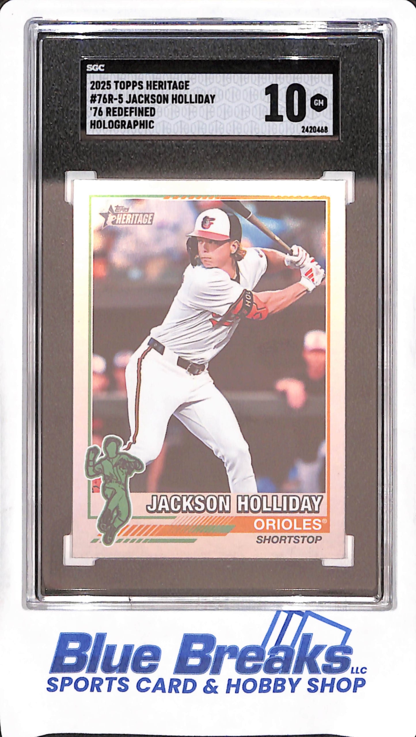 2025 Topps Heritage - Jackson Holliday - '76 Redefined Holographic - Baltimore Orioles - Baseball - SGC 10 - #76R-5