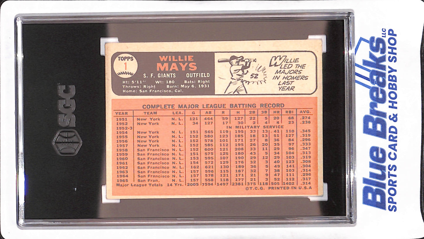 1966 Topps - Willie Mays - San Francisco Giants - Baseball - SGC 2.5 - #1