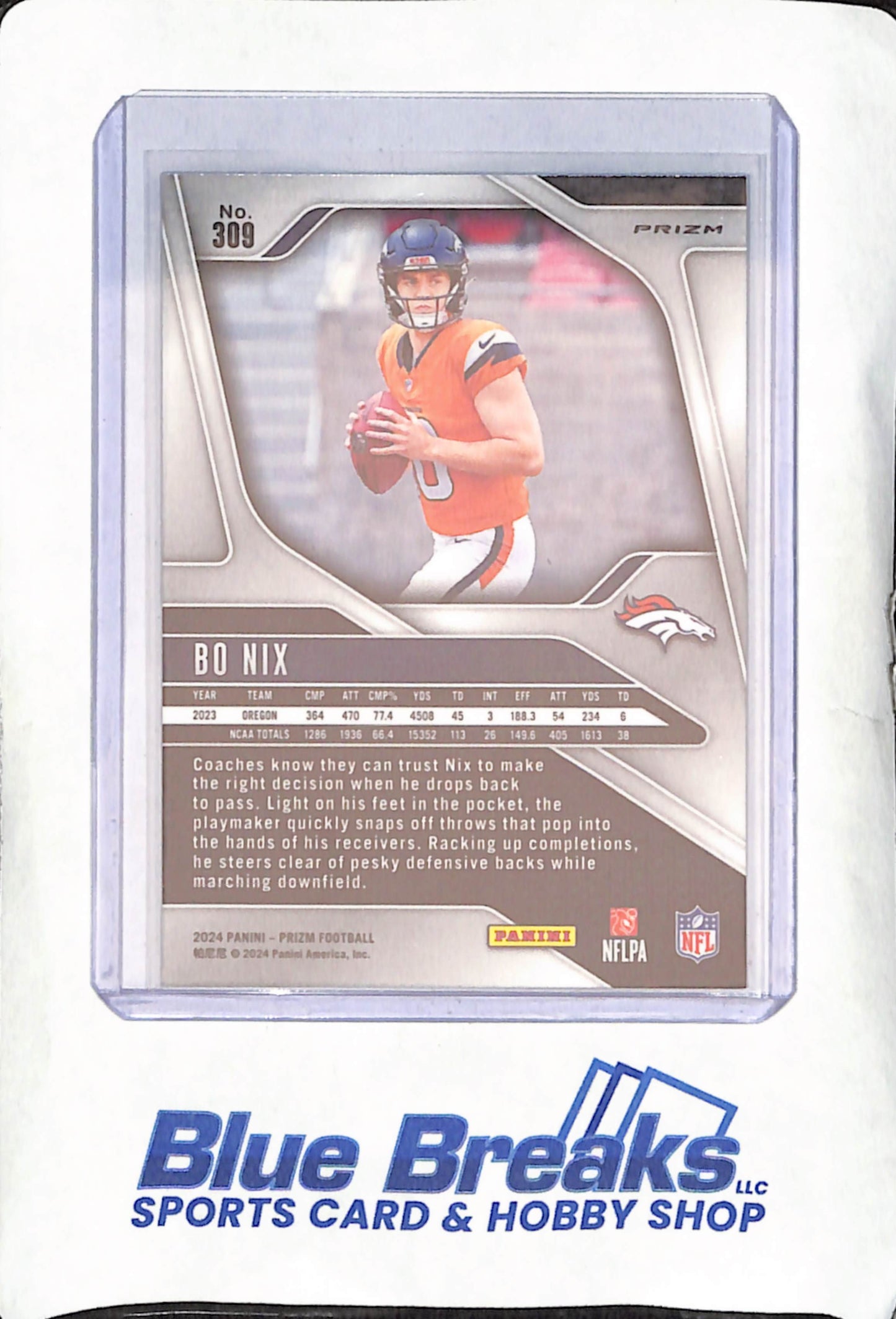 2024 Panini Prizm - Bo Nix - Green Wave RC - Denver Broncos - Football - #309