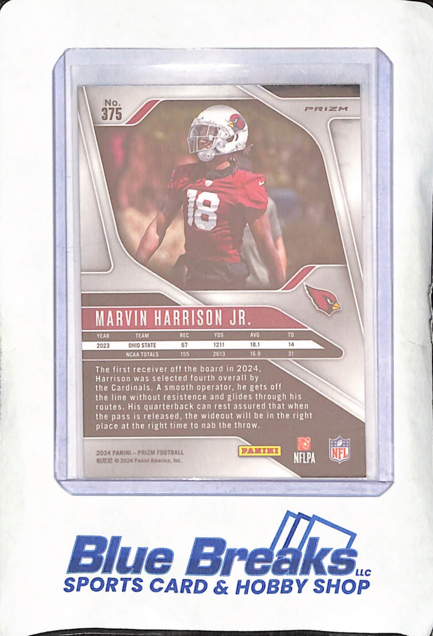 2024 Panini Prizm - Marvin Harrison Jr - Orange Lazer RC - Arizona Cardinals - Football - #375