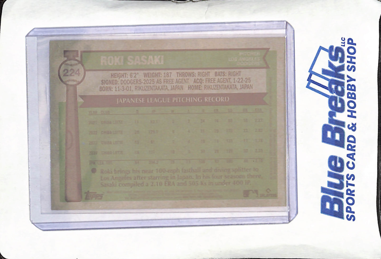 2025 Heritage - Roki Sasaki - Pink Sparkle Chrome Refractor RC - Los Angeles Dodgers - Baseball - #224