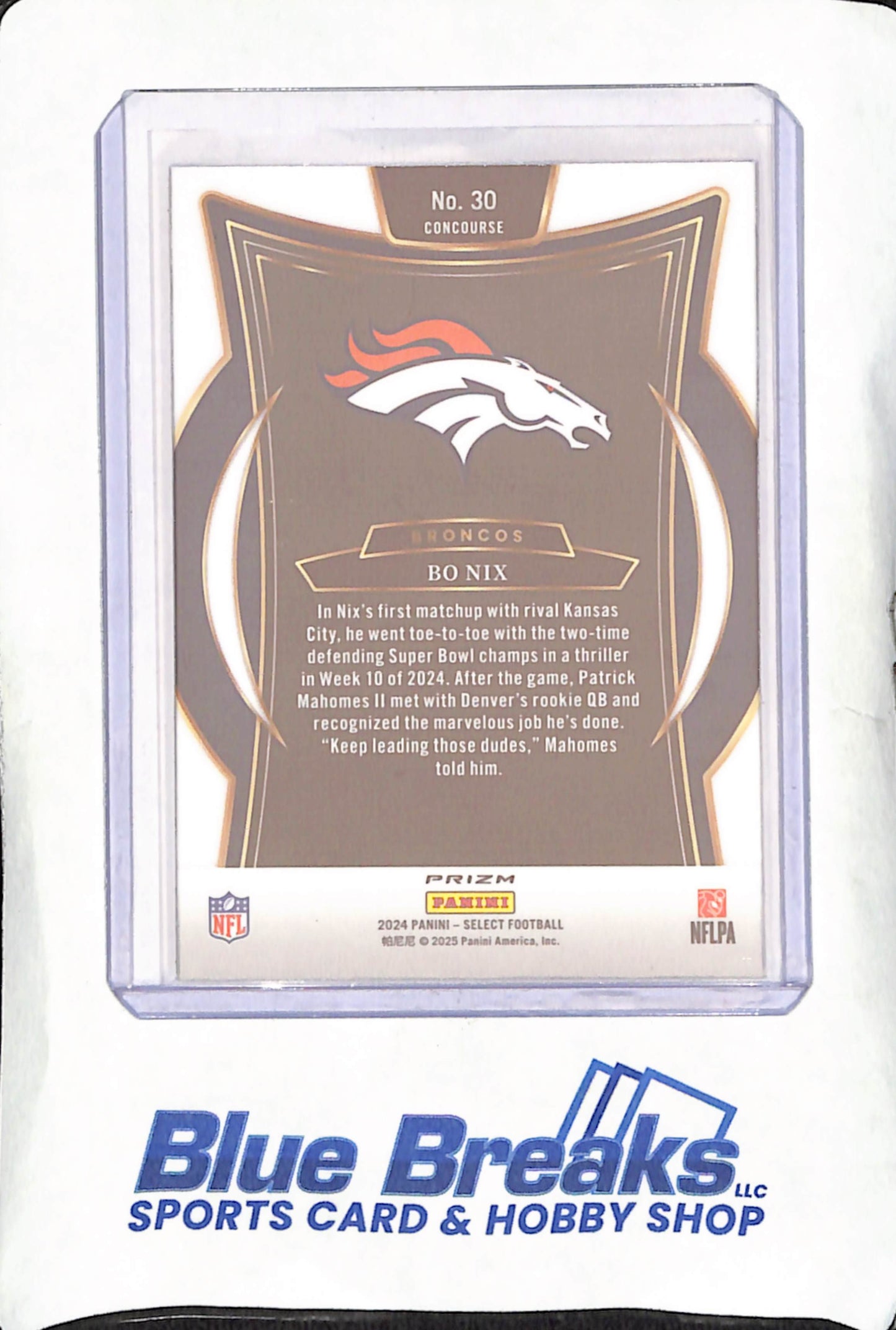 2024 Panini Select - Bo Nix - Red/White/Blue Concourse Shock RC - Denver Broncos - Football - #30