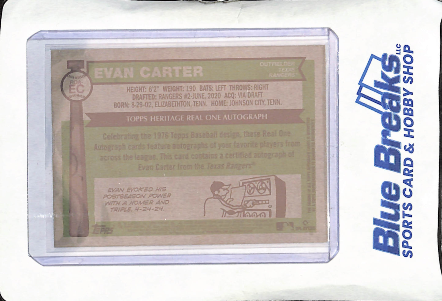 2025 Topps Heritage - Evan Carter - Autograph - Texas Rangers - Baseball - #ROA-EC