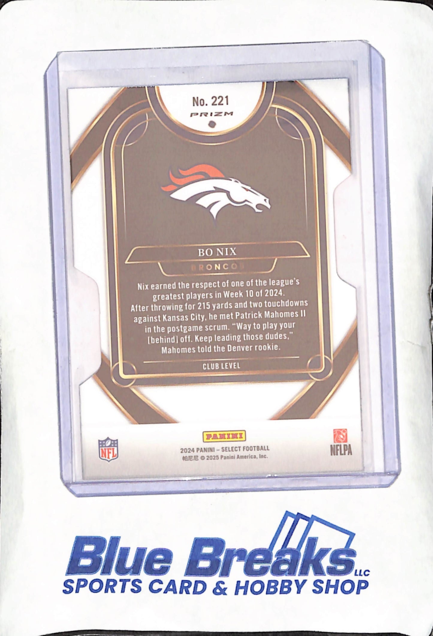 2024 Select - Bo Nix - Concourse Die-cut RC - Denver Broncos - Football - #221