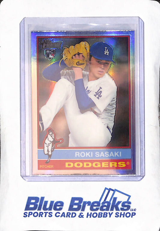 2025 Topps Heritage - Roki Sasaki - Chrome Refractor RC - Los Angeles Dodgers - Baseball - #224