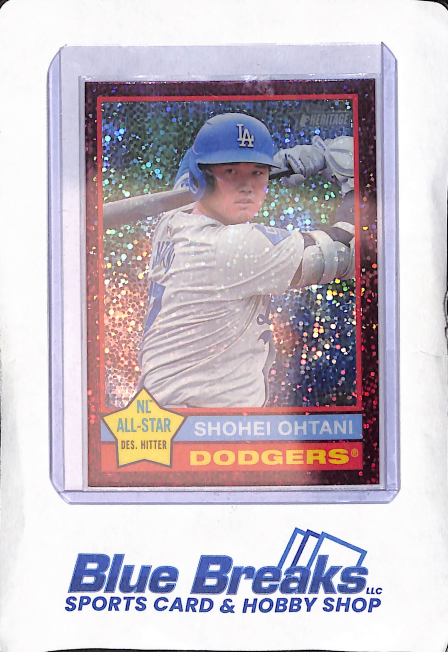 2025 Topps Heritage - Shohei Ohtani - Burgundy Sparkle Chrome Refractor - Los Angeles Dodgers - Baseball - #148