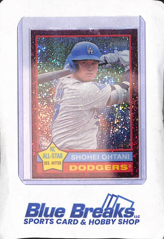 2025 Topps Heritage - Shohei Ohtani - Burgundy Sparkle Chrome Refractor - Los Angeles Dodgers - Baseball - #148