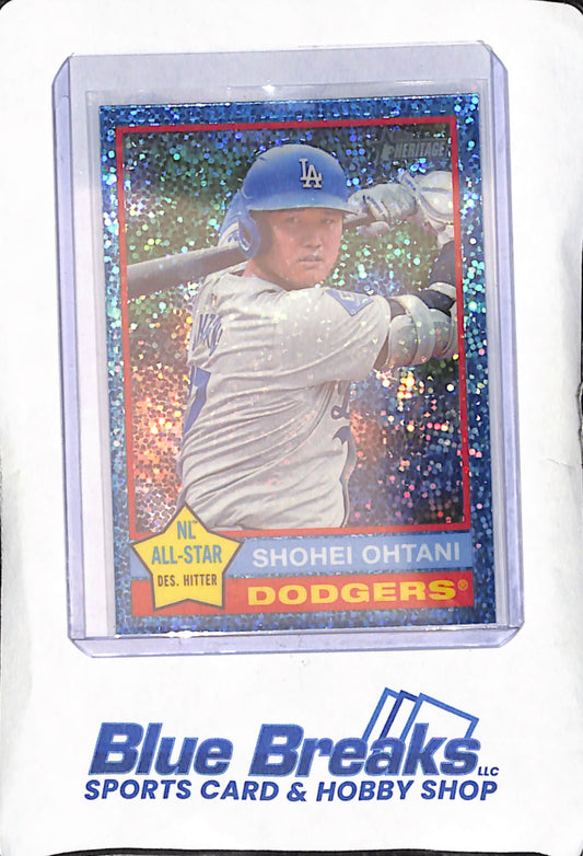 2025 Topps Heritage - Shohei Ohtani - Light Blue Sparkle Chrome Refractor - Los Angeles Dodgers - Baseball - #148