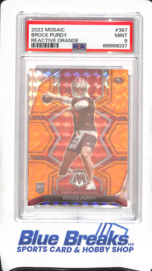2022 Panini Mosaic - Brock Purdy - Reactive Orange RC - San Francisco Giants - Football - PSA 9 - #367