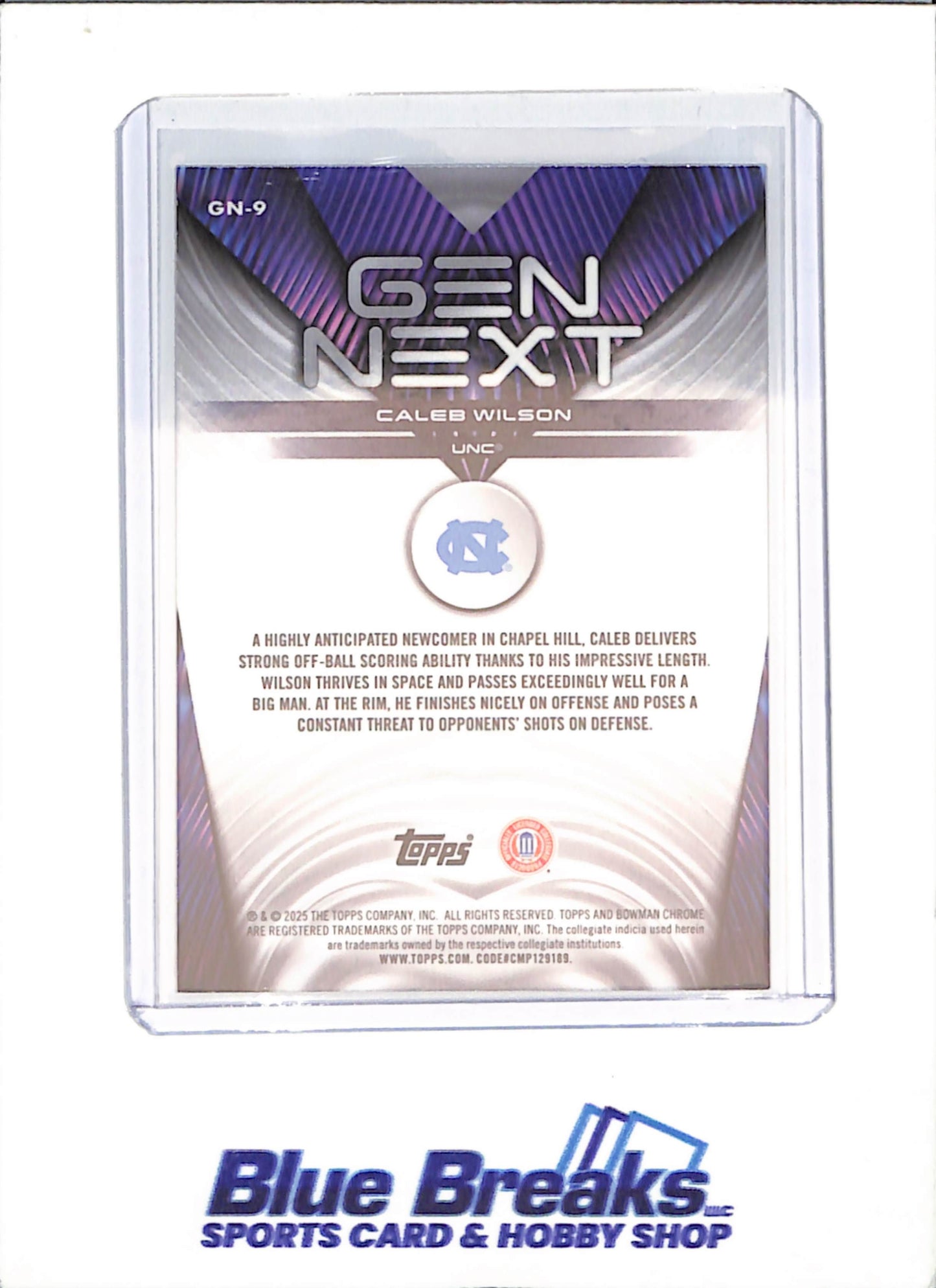 2025-26 Bowman U Chrome - Caleb Wilson - Gen Next - 116/199 - University of North Carolina - Basketball - #GN-9