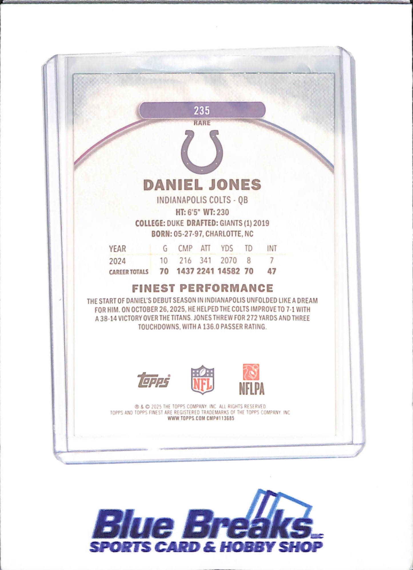 2025 Topps Finest - Daniel Jones - Green Geometric - 4/25 - Indianapolis Colts - Football - #235