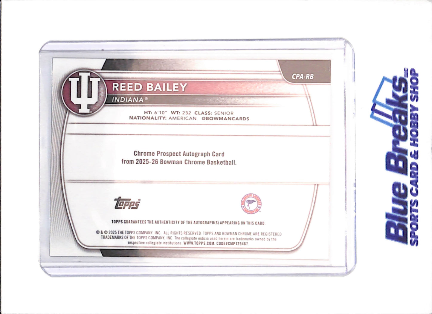 2025-26 Bowman U Chrome - Reed Bailey - 1st Bowman Gold Geometric Autograph - 3/50 - Indiana - Basketball - #CPA-RB