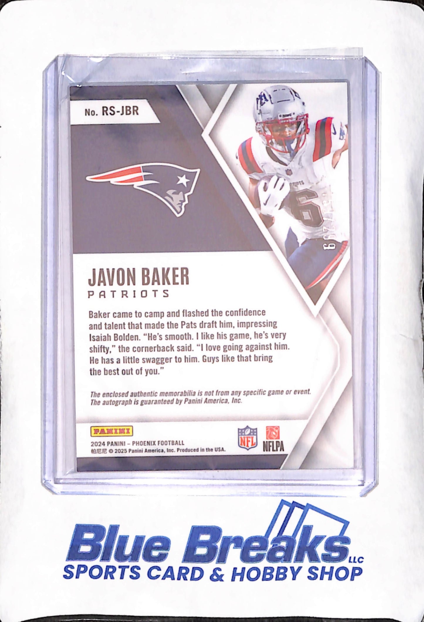 2024 Panini Phoenix - Javon Baker RPA - Autograph - Relic - RC - 159/299 - New England Patriots - Football - #RS-JBR