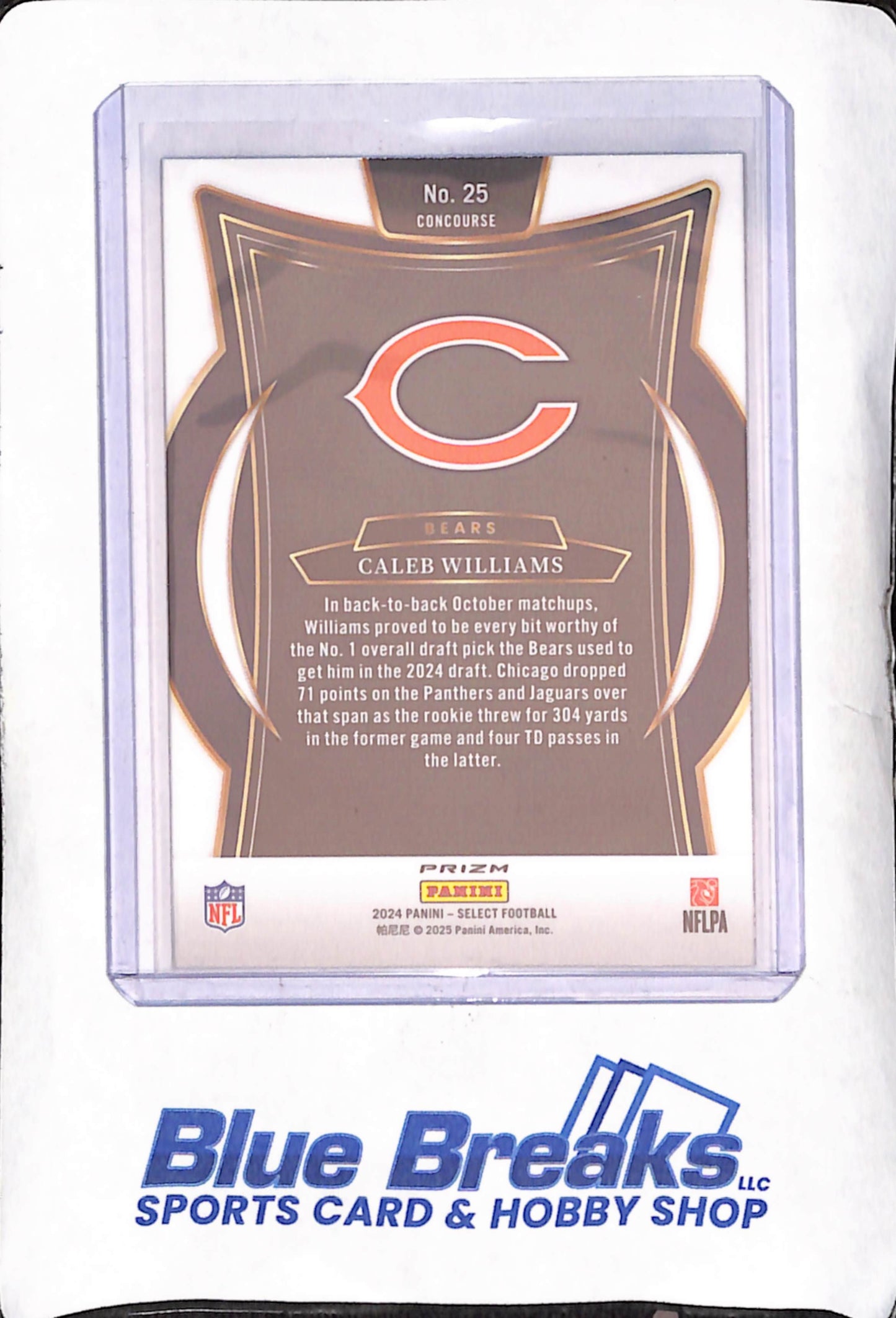 2024 Panini Select - Caleb Williams - Black and Red Concourse Shock RC - Chicago Bears - Football - #25