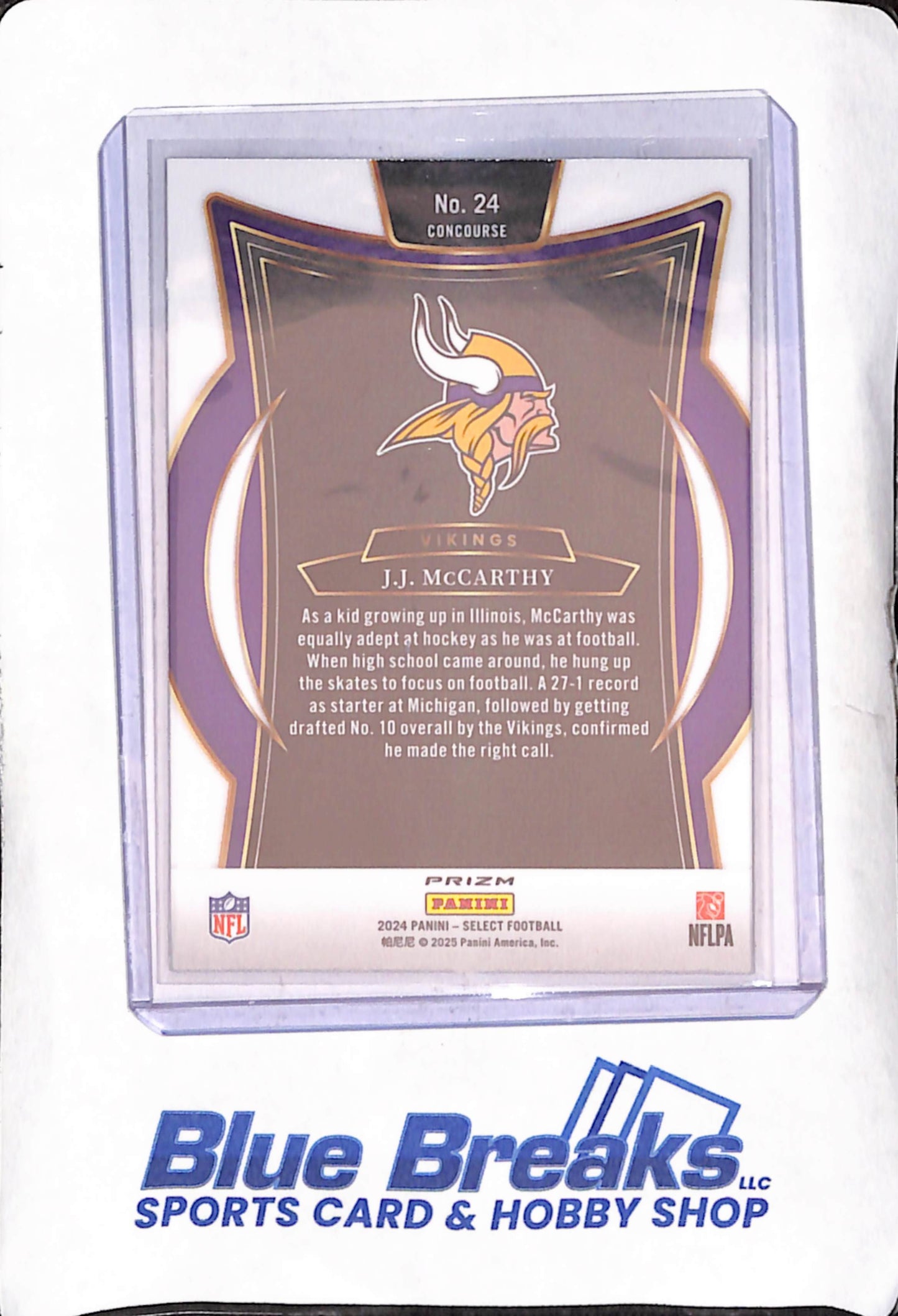 2024 Panini Select - JJ McCarthy - Red And Yellow Concourse RC - Minnesota Vikings - Football - #24