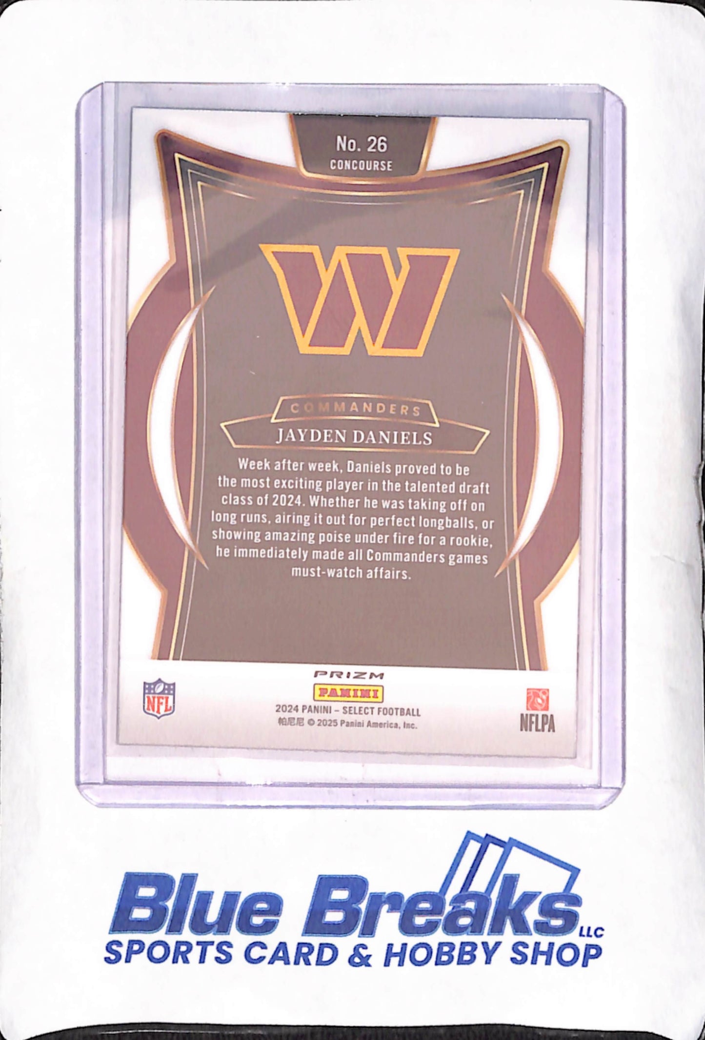 2024 Panini Select - Jayden Daniels - Black & Red Shock Concourse RC - Washington Commanders - Football - #26