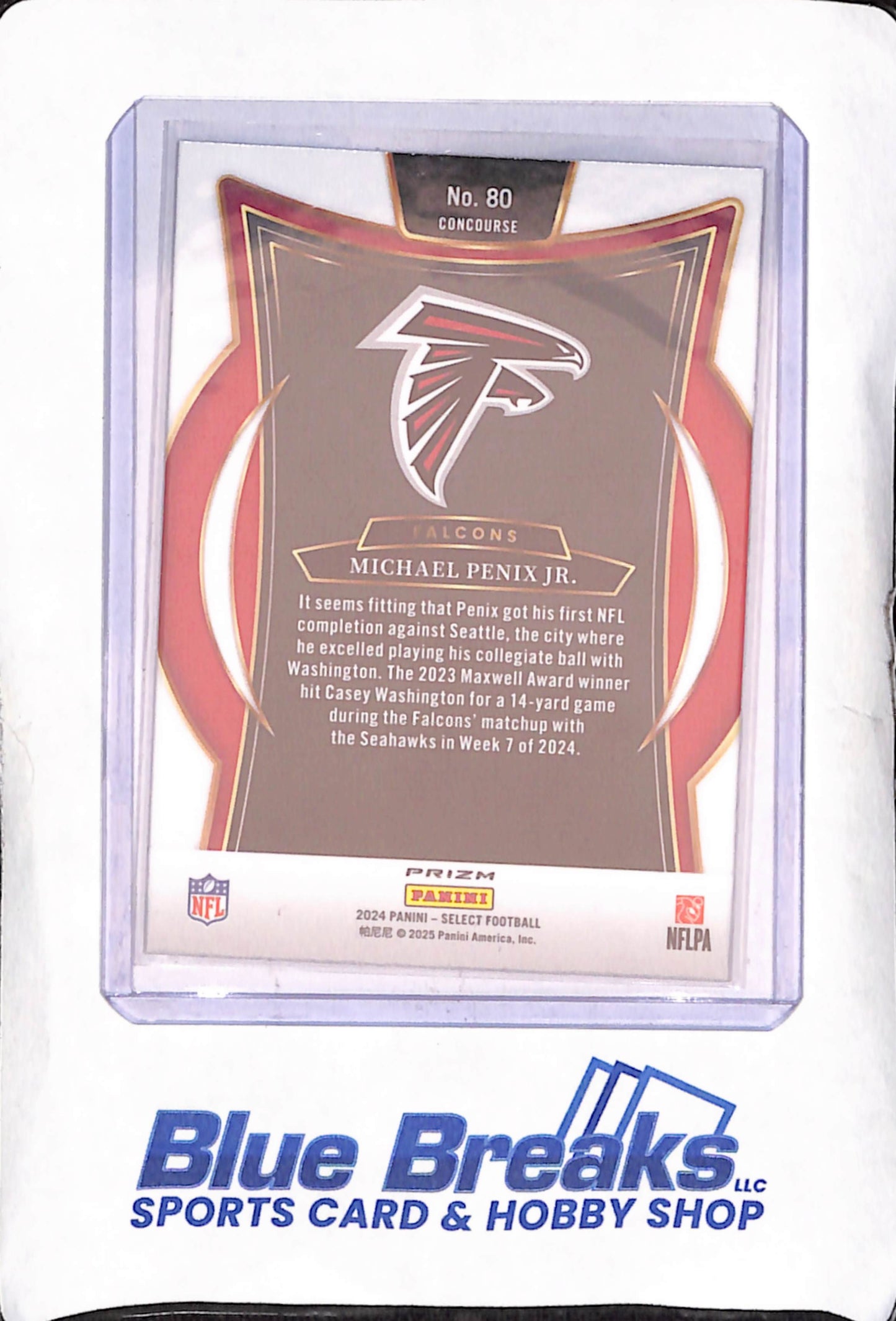 2024 Panini Select - Michael Penix Jr - Red and Yellow Shock Concourse RC - Atlanta Falcons - Football - #80