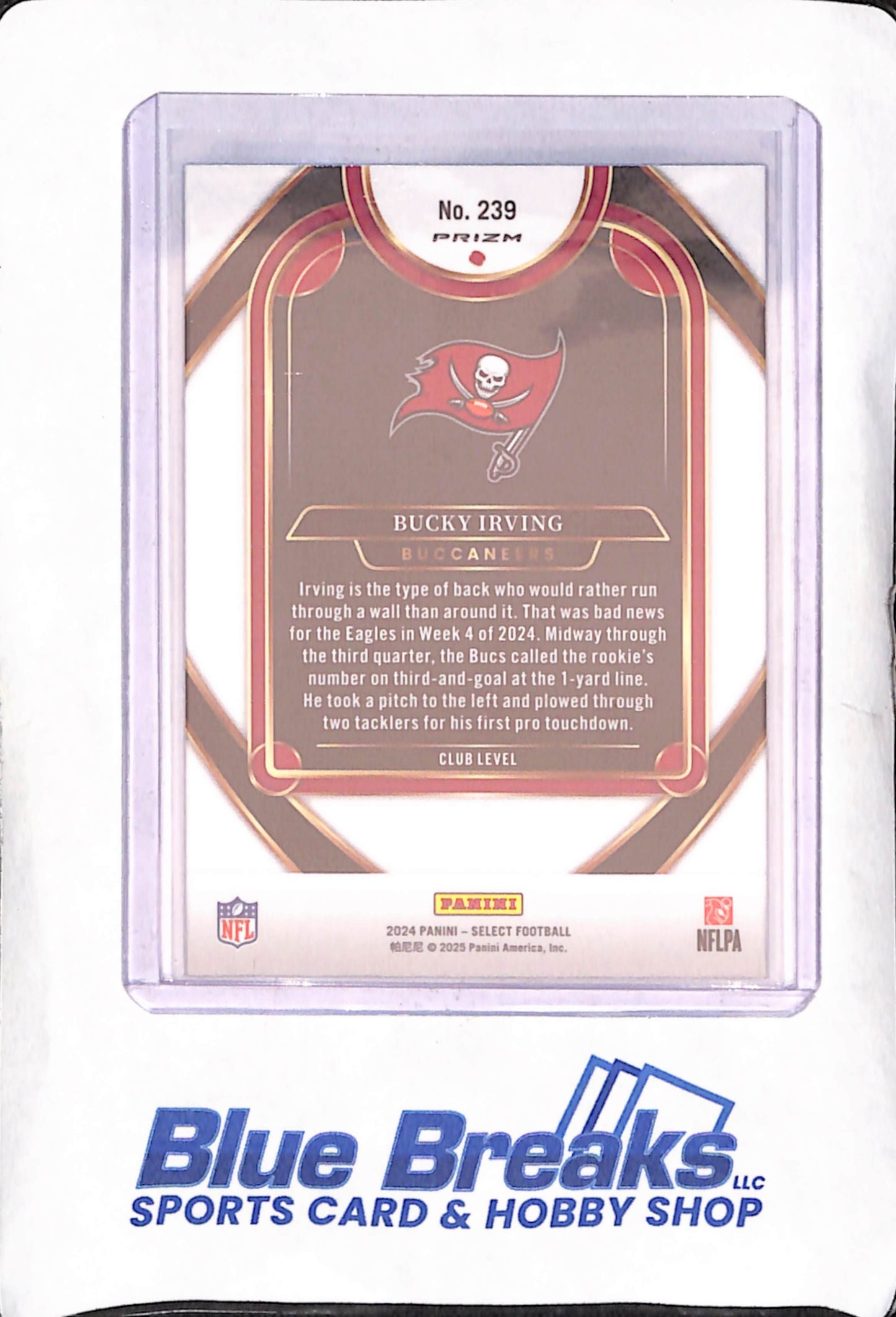 2024 Panini Select - Bucky Irving - Green & Black Shock Club Level RC - Tampa Bay Buccaneers - Football - #239
