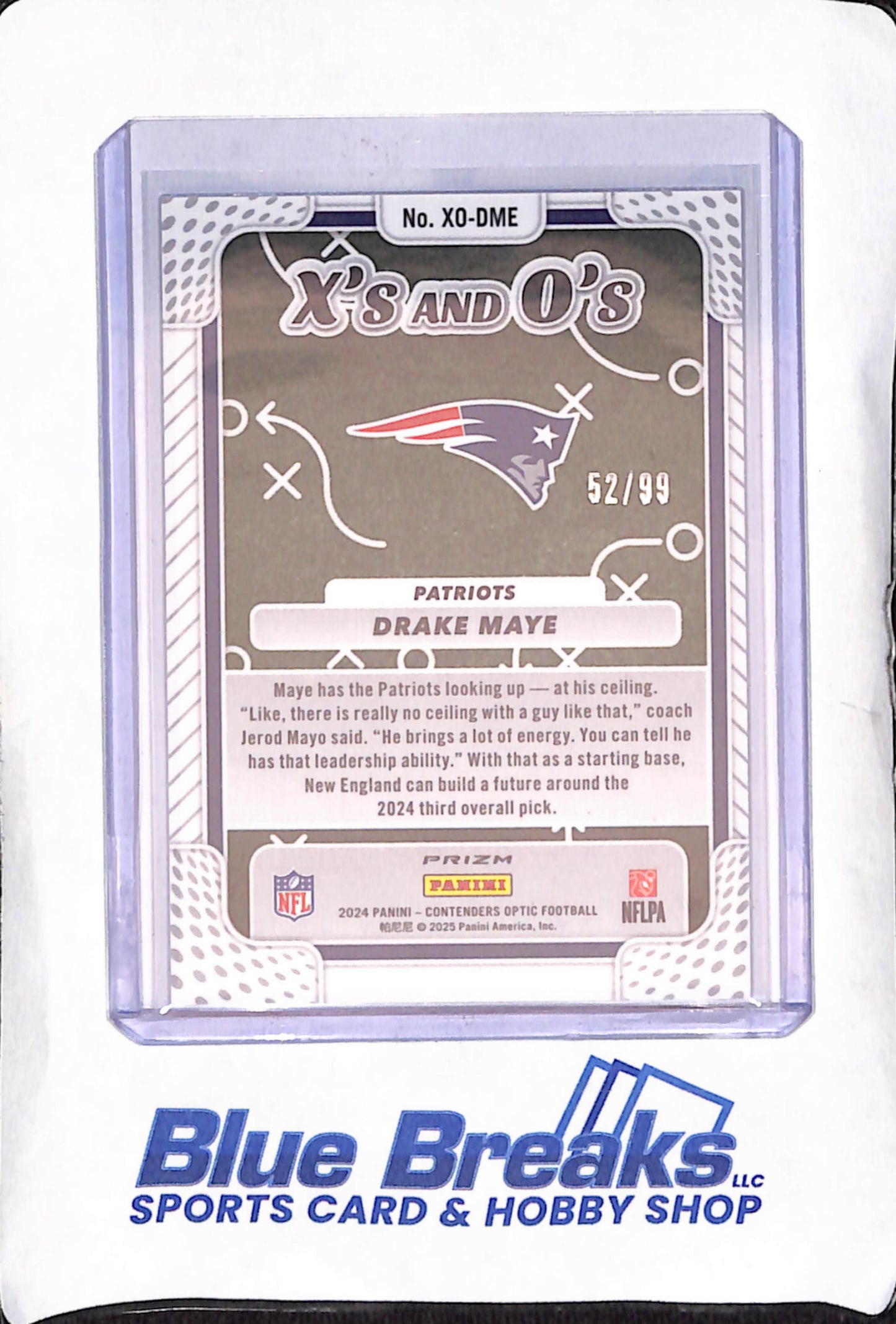 2024 Contenders Optic - Drake Maye - X's and O's RC - 52/99 - New England Patriots - Football - #XO-DME
