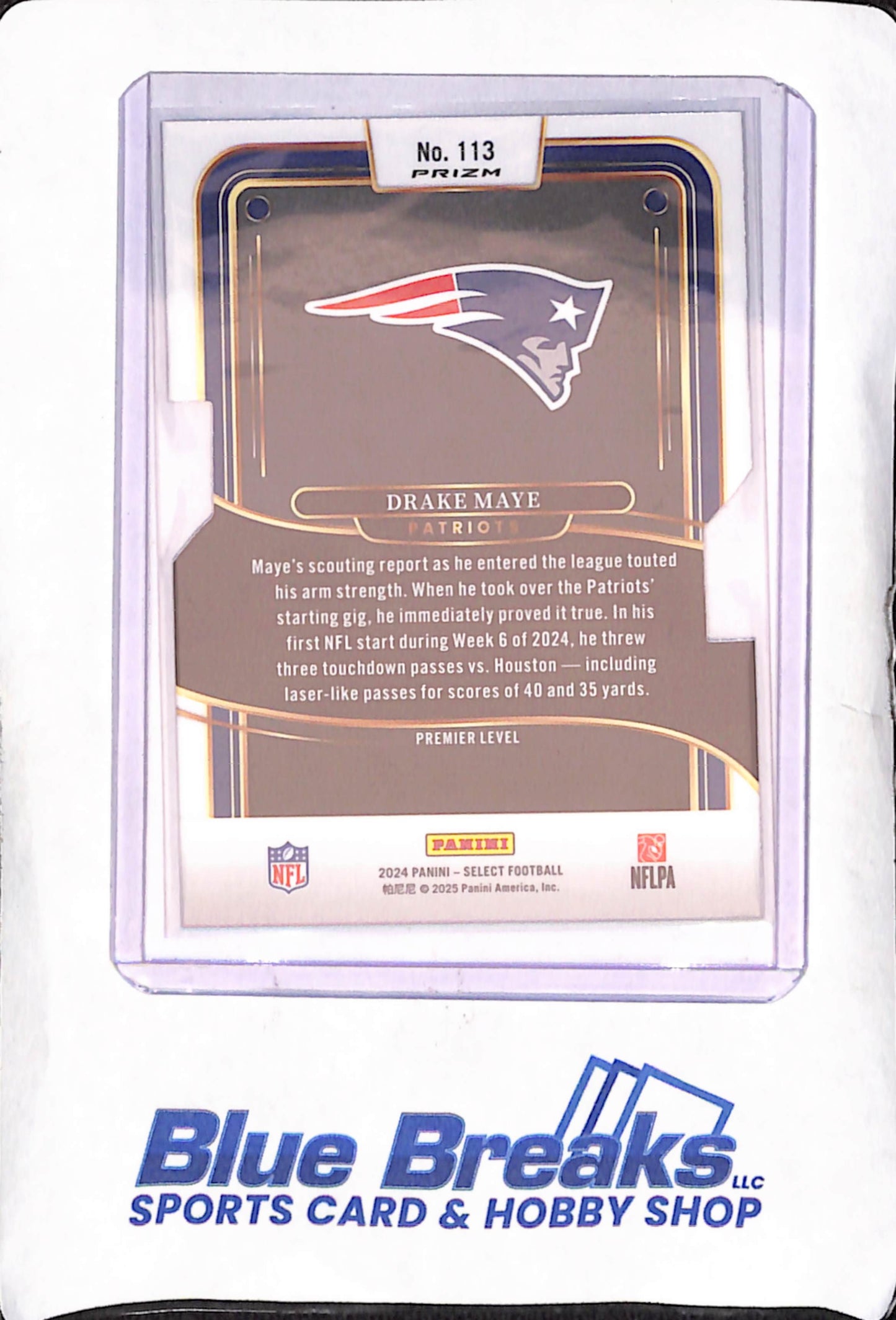 2024 Select - Drake Maye - Premier Level Die-Cut RC - New England Patriots - Football - #113