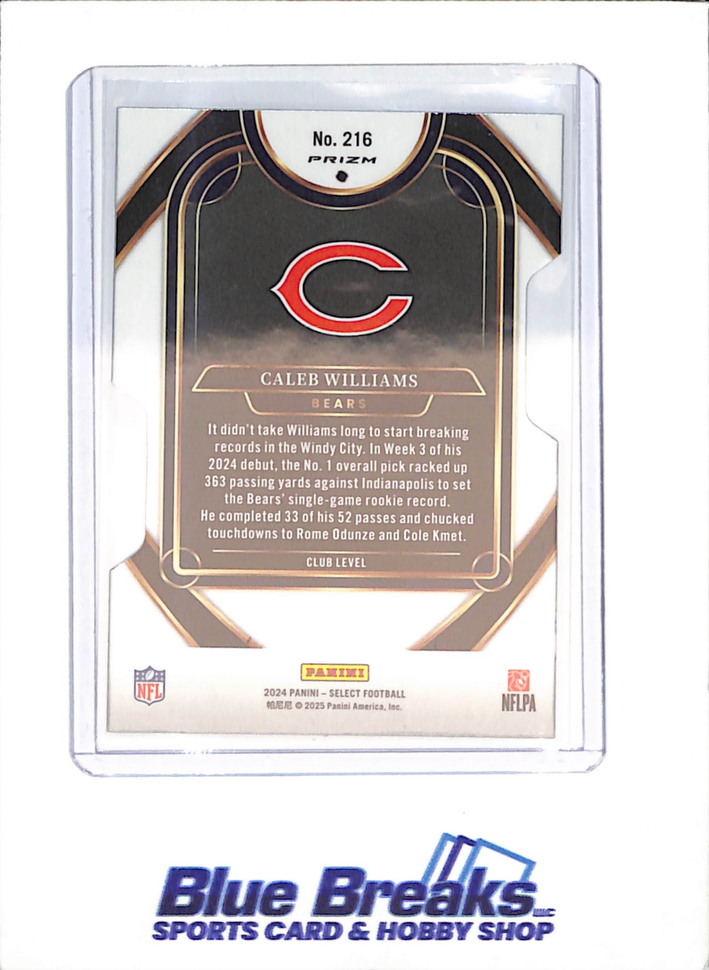 2024 Panini Select - Caleb Williams - Silver Prizm Die-Cut - RC - Chicago Bears - Football - #216