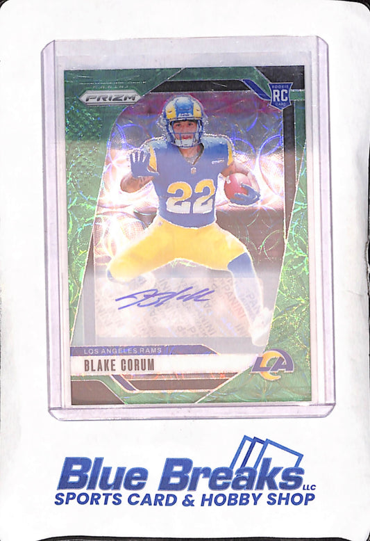 2024 Panini Prizm - Bake Corum - Green Scope Autograph RC - 53/75 - Los Angeles Rams - Football - #308
