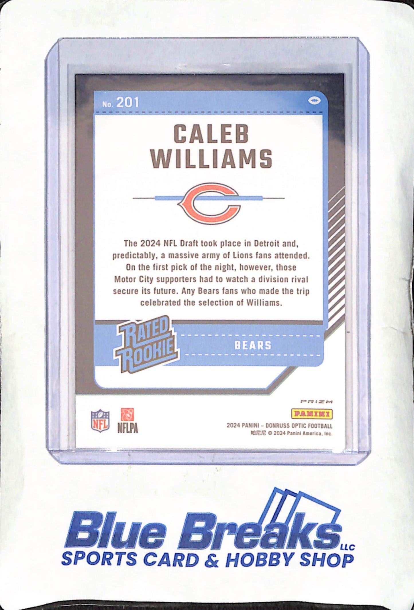 2024 Panini Donruss Optic - Caleb Williams - Purple Shock Rated Rookie - Chicago Bears - Football - #201