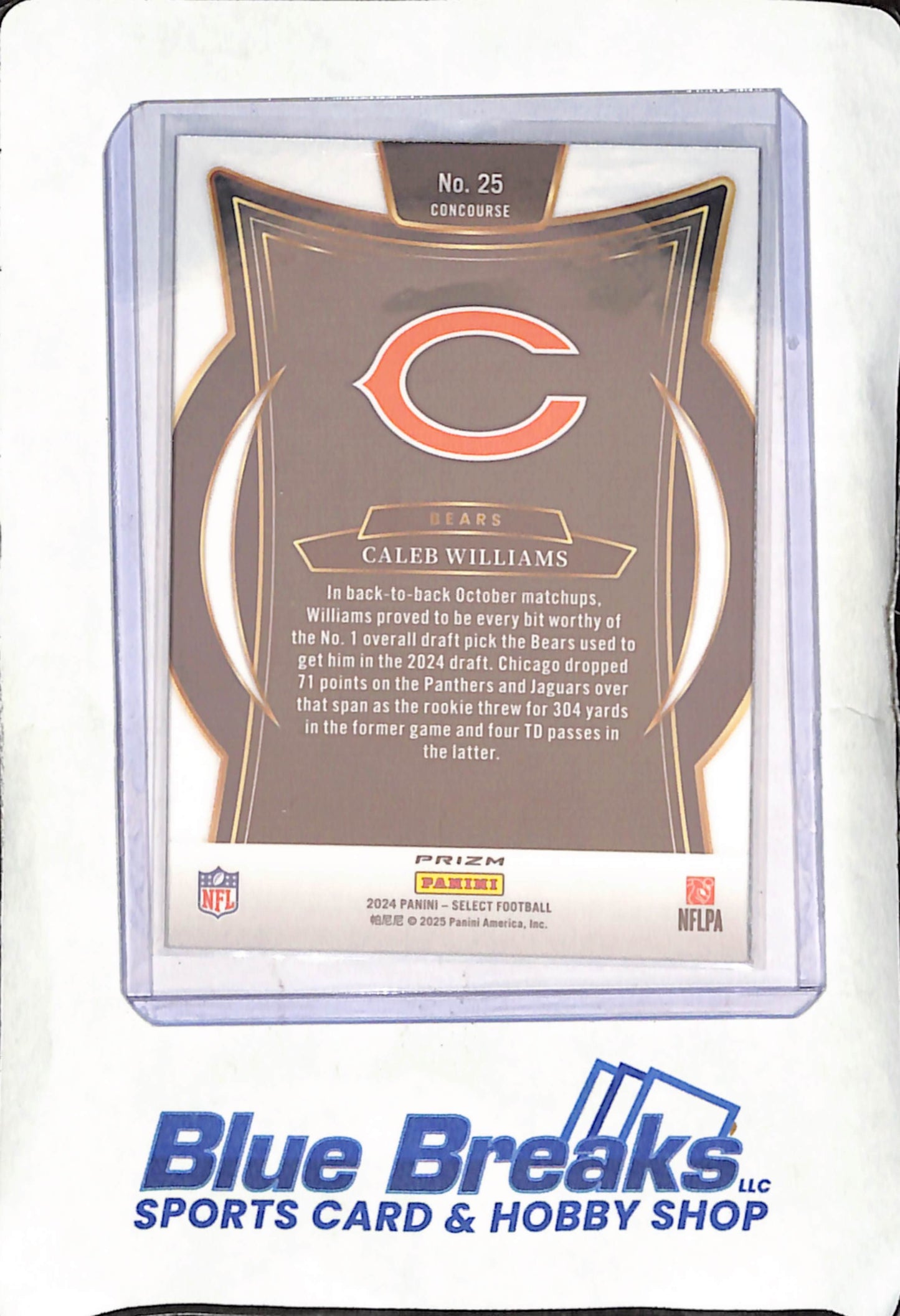 2024 Panini Select - Caleb Williams - Concourse Black & Green Shock - Chicago Bears - Football - #25