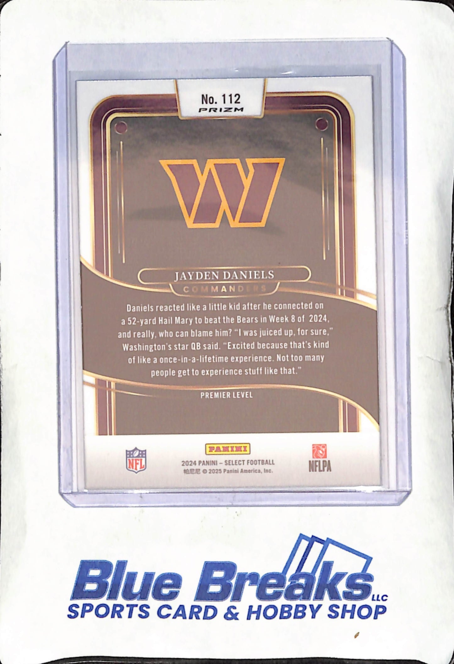 2024 Panini Select - Jayden Daniels - Premier Level - Red & Black Shock - Washington Commanders - Football - #112