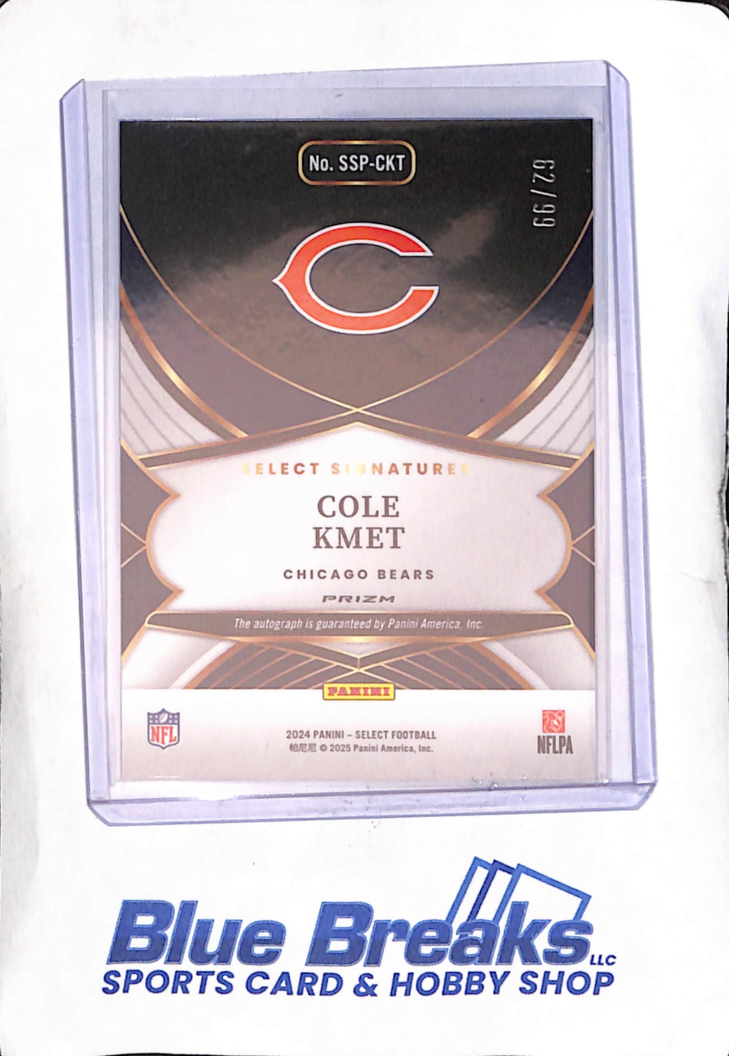 2024 Panini Select - Select Signatures - blue - Cole Kmet - auto - 62/99 - #SSP-CKT - football - Bears