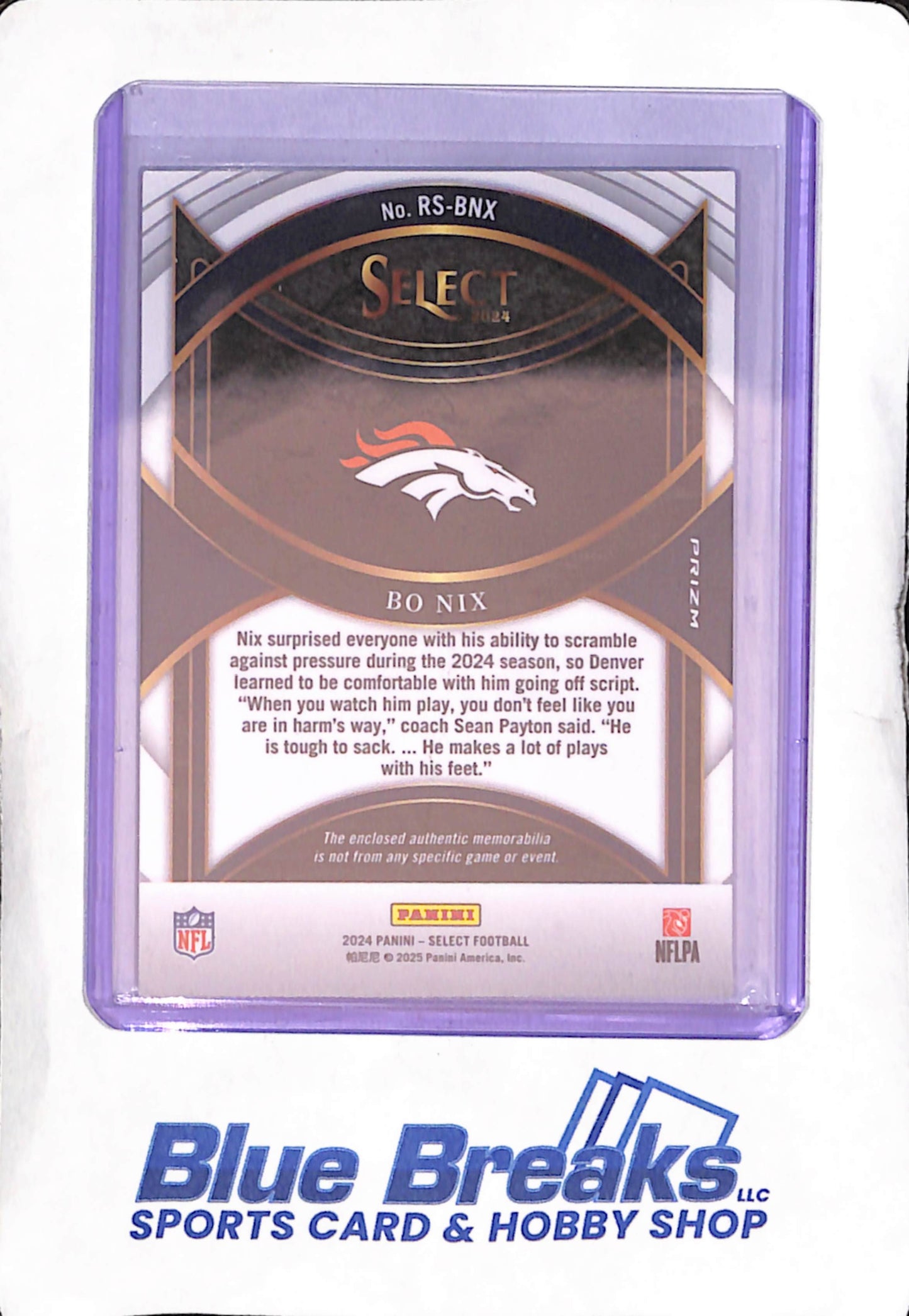 2024 Panini Select - red - Bo Nix - relic - RC - #RS-BNX - football - Broncos