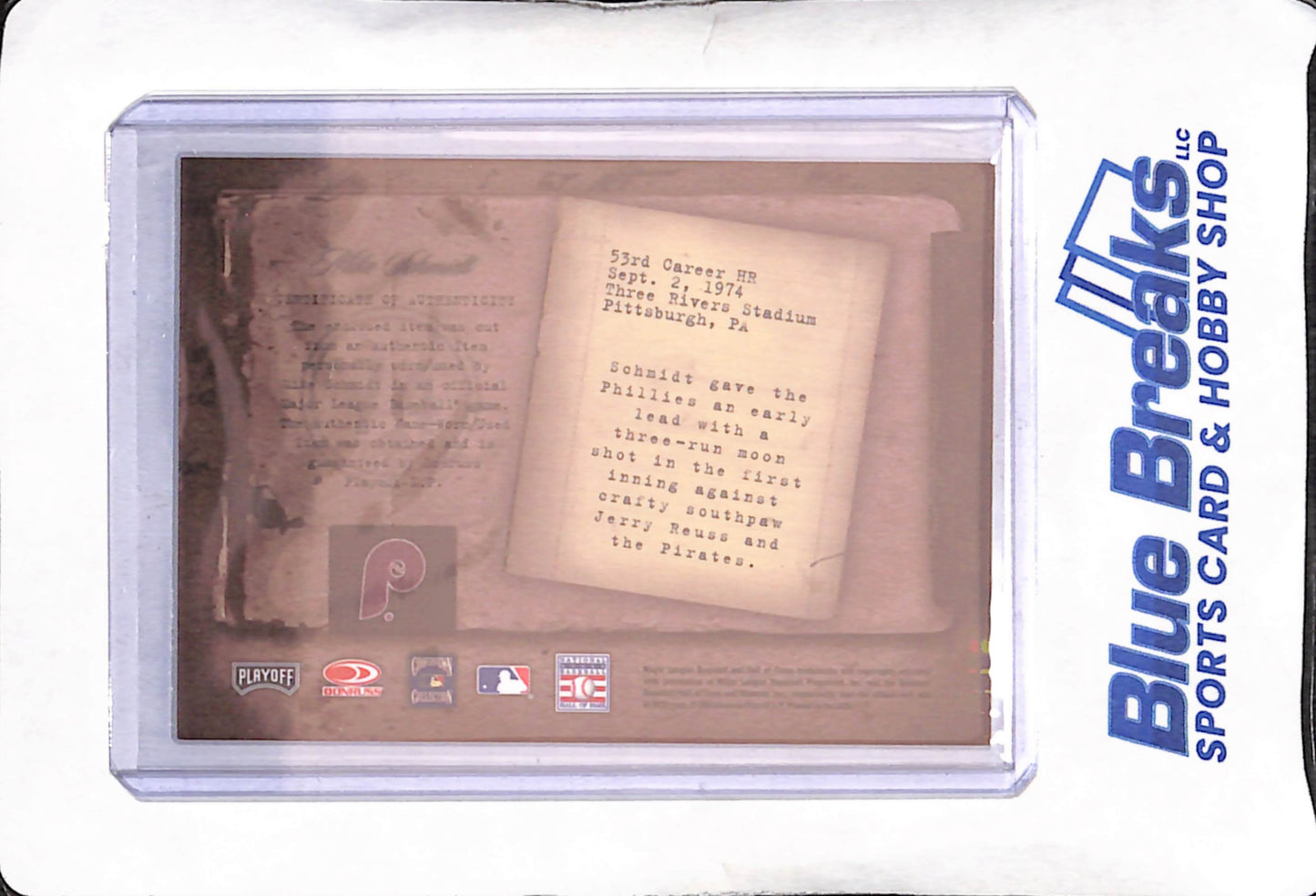 2005 Donruss Playoff - Mike Schmidt - Biography Game Worn Relic - Philadelphia Phillies - Baseball