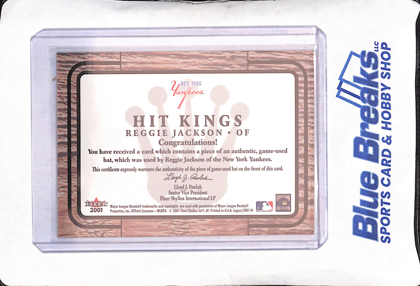 2001 Fleer - Reggie Jackson - Hit Kings - Game-Used Bat Relic - New York Yankees - Baseball