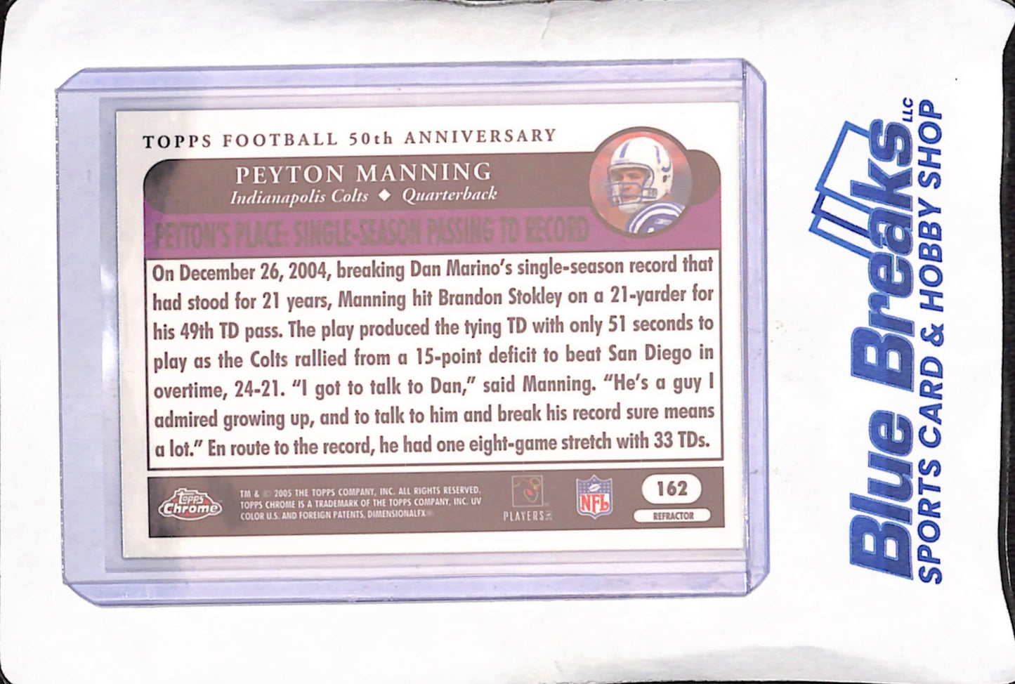 2005 Topps Chrome - Peyton Manning - 50th Anniversary Golden Moments - Indianapolis Colts - Football - #162