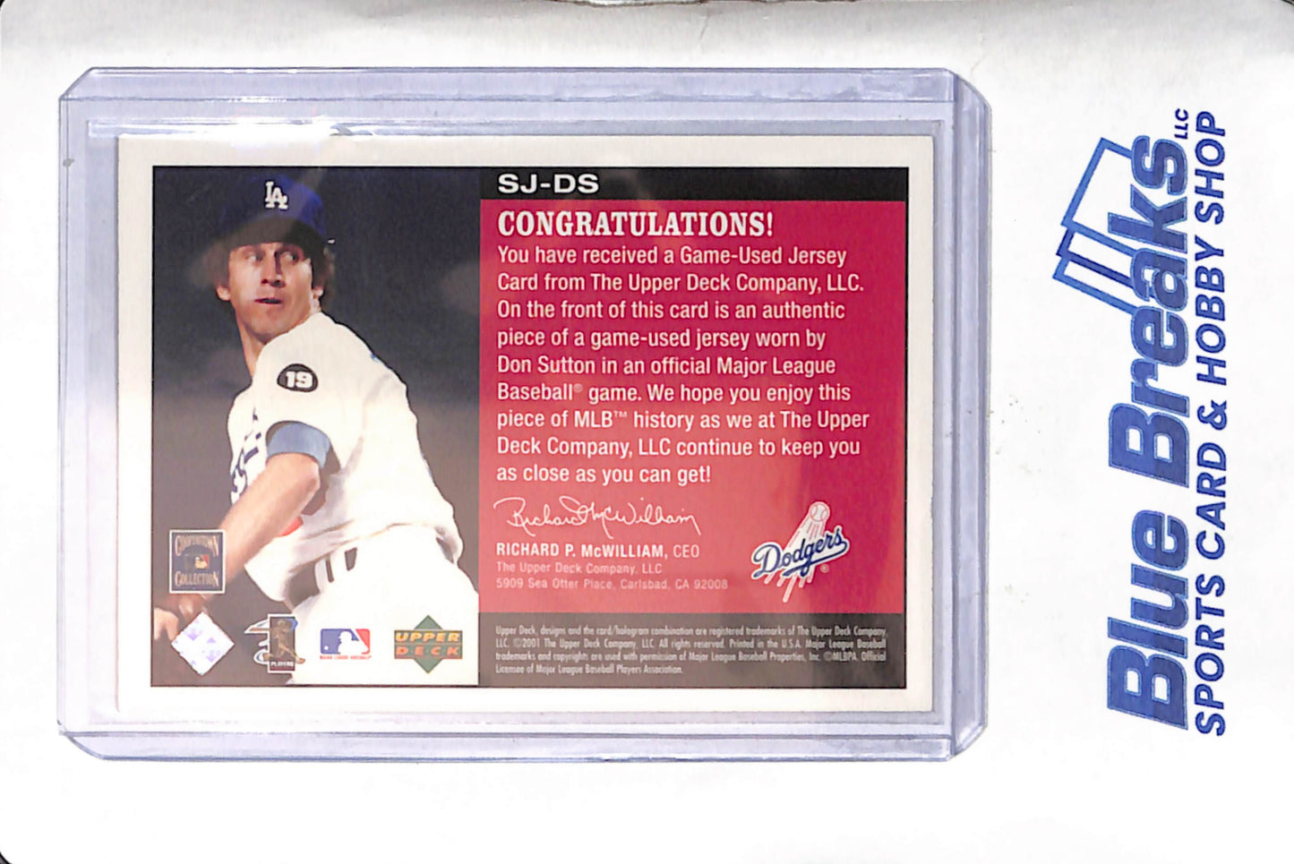 2001 Upper Deck - All-Star Game Salute - Don Sutton - game used jersey - #SJ-DS - baseball - Dodgers